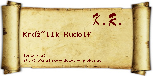 Králik Rudolf névjegykártya