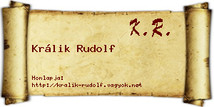Králik Rudolf névjegykártya
